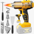 Cordless Heat Gun for DeWALT 20V MAX Battery, 7Pcs Nozzles&Scraper, LED Light, 350W Fast Heating Soldering Hot Air Gun, 2-Temp Setting Max 990℉(532℃), Heat gun for Shrink Tubing, Crafts (Tool Only)