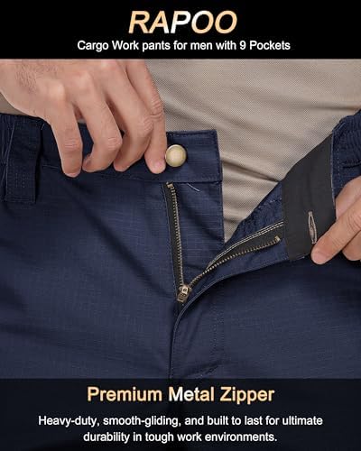 Rapoo Men's Ripstop Cargo Pants Work Pants EDC with 9 Pockets Hiking Pants