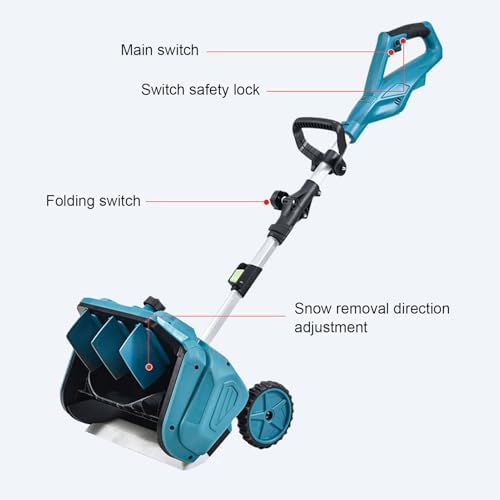 Diydeg Cordless Snow Shovel, 20ft Throwing Distance Plows 300lbs per Min Portable Electiric Snow Shovel with Wheels 2X3000mAh Battery, Hand Push Battery Snow Blower for Road Sidewalk (US Plug)