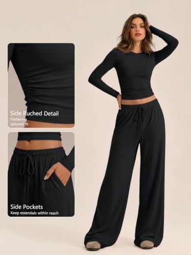 Trendy Queen Women's 2 Piece 2026 Fall Fashion Lounge Set with Pockets