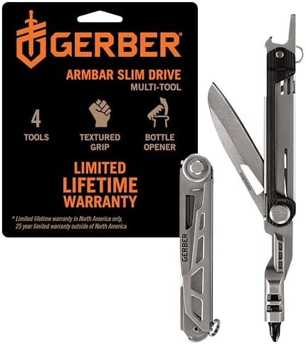 Gerber Armbar Slim Drive 4-in-1 EDC Multitool Pocket Knife, 2.5" Blade,Onyx