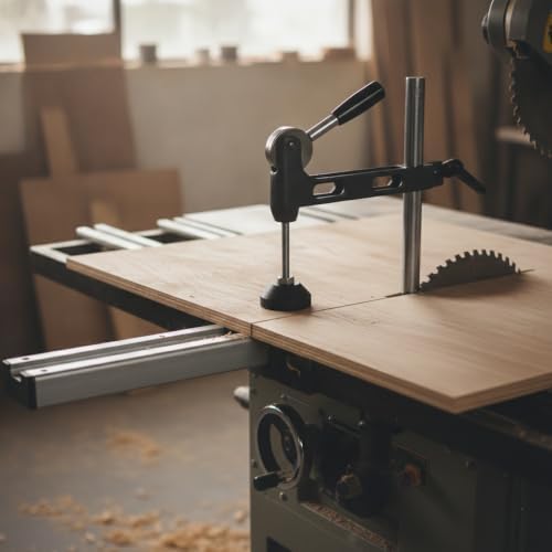 Iron Panel Saw Hold-Down Clamp for Woodworking, Horizontal Workholding Device for Large Sheets and Straight Cuts, Black Finish