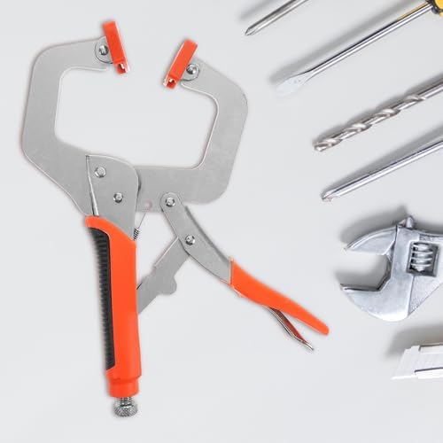 2pcs 11-inch C-clamp Workholding Devices with Non-slip Handle and Safety Plastic Guard, Heavy Duty Locking Pliers for Woodworking, Pipe Clamping, and Home Improvement