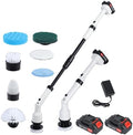 Talent Star Electric Spin Scrubber, 120W Shower Scrubber Cordless Cleaning Brush with 2 Batteries & 1 Charger, 4 Replacement Brush Heads, Telescopic Rod Electric Scrubber for Bathroom Tub Tile Floor
