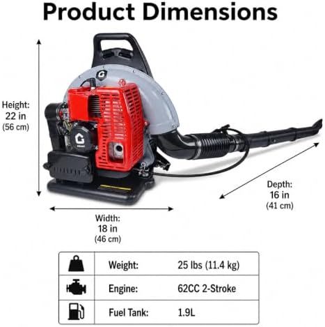 GarveeTech 62CC Gas Backpack Leaf Blower, 880CFM 320MPH for Yard Care