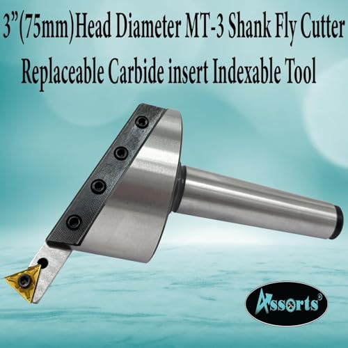 3" Inch II 75 mm Head Diameter Fly Cutter For Milling & Lathe Machine with Replaceable Carbide Insert Indexable Tool MT-3 Shank (M12 x 1.75 mm)