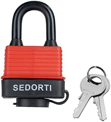 SEDORTI Colored Waterproof Padlocks, Red-Covered Laminated Steel Lock, Same Color with Same Key, Keyed Alike Outdoor Locks, Can Be Used as Lockout Tagout Lock, Pack of 12