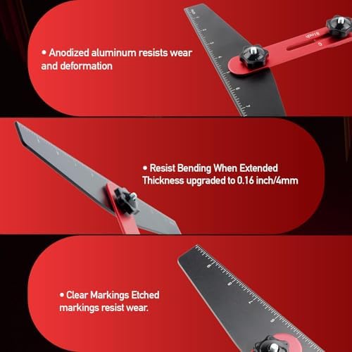 Stair Tread Template Tool, Stair Tread Jig with Miter Protractor, Carpenter Pencil, Heavy-Duty Aluminum Stair Tread Gauge, Stair Measuring Tools Suitable for Stairs, Cabinets, Flooring