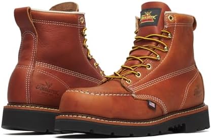 Thorogood American Heritage 6" Steel Safety Moc Toe Work Boot for Men, Durable Leather, Slip-Resistant Outsole, ASTM Rated