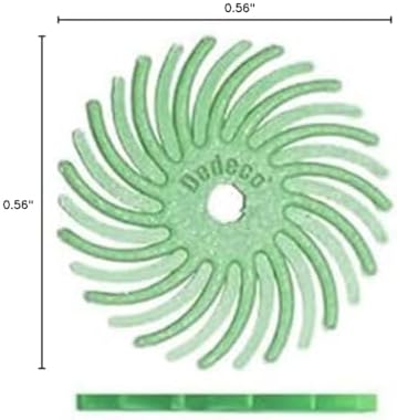 Dedeco Sunburst Radial Bristle Discs 48-Pack - 9/16" Curved - Light Green 14000 Grit (Ultra-Fine, 1 Micron) - Aluminum Oxide for Polishing & Finishing