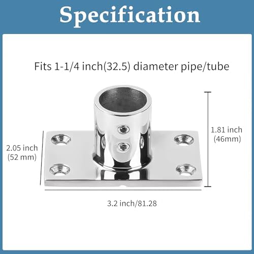 YANYUCB Boat Hand Rail Fitting,316 Stainless Steel Rectangular 60/90 Degree Boat Hand Rail Base(1 inch,1-1/4inch,7/8 inch,1-3/16 inch) with L Shape Hex Key and Screws