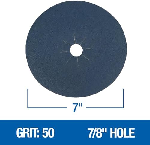 Mercer Industries 410050 Zirconia Cloth Floor Sanding Edger Discs, 7" x 7/8" Hole, Grit 50X (25 pack)
