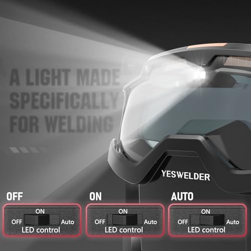 YESWELDER Auto-Darkening Welding Goggles with LED Light and Face Shield