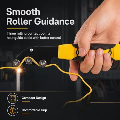 Wire Straightener Tool, Stainless Steel 3-Roller Manual Cable Straightening Tool, Non-slip Handle Cable Untwisting and Bending Device for Electricians, HVAC and Electrical Projects，2pcs