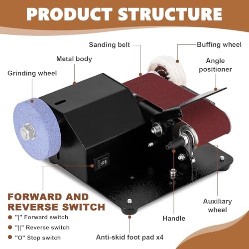 Mini Electric Belt Sander 1.97x13-inch Small Bench Grinder Disc Sander