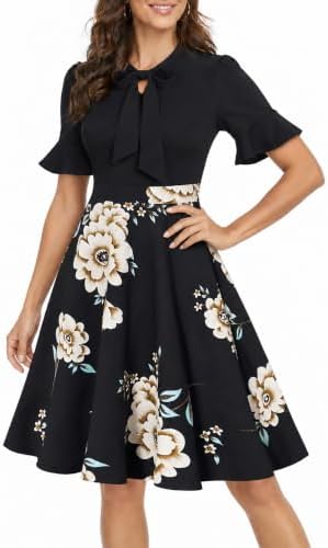 Women Summer Floral Ruffle Sleeve Wear to Work Church Wedding Guest Party Dresses