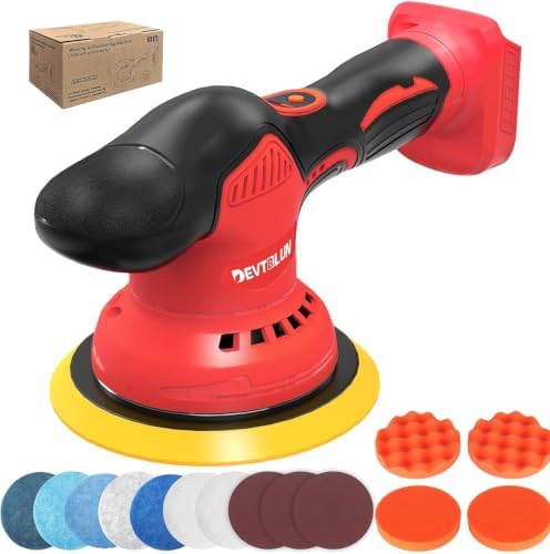 Cordless Car Buffer Polisher Compatible with Milwaukee M18 Battery(NO Battery),6" Brushless Buffer Polisher Kit, 8 Variable Speed 5500RPM for Car Detailing,14PCS Polishing Accessories