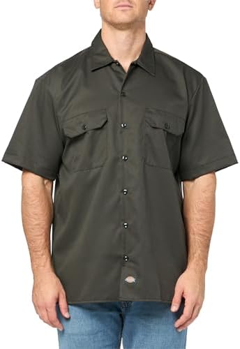 Dickies Men’s Short Sleeve Work Shirt – Durable Twill Button Down Shirts for Men, Lightweight Uniform for Daily Wear