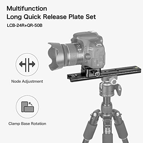 Koolehaoda 240mm Nodal Slide Quick Release Clamp, Angle Adjustable | Rail Plate Bracket Mount, Arca Swiss Compatible, for DSLR Camera Tripod Ball Head, Panoramic & Macro Photography