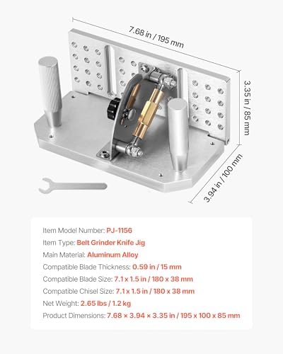VEVOR Belt Grinder Knife Jig, 85° - 115° Adjustable Belt Sander Knife Sharpening Jig with Dual Handles, 7.68" Long Sharpener Locator Compatible with Belt Sander, Bench Grinder, Sharpening Machine