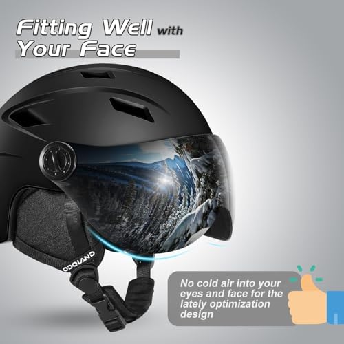 Odoland Ski Helmet with 2-in-1 Visor Goggles, Lightweight for Men Women