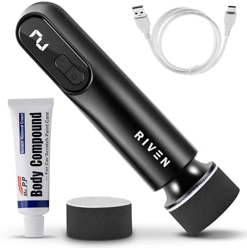 RIVEN Cordless Car Polisher Buffer Kit, Adjustable 3 Speeds - 2Pcs 12V Rechargeable Battery, 3inch Orbital and Rotary Fast Polisher for Car Detailing, Waxing, Paint Correction Car & RV Polisher