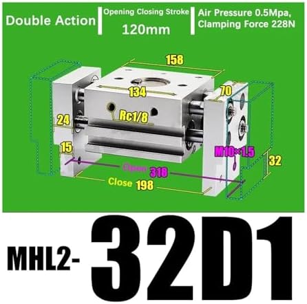 Double Acting Pneumatic Gripper Wide Type Air Gripper Parallel Cylinder Aluminium Clamps MHL2-20D MHL2-20D1 MHL2-20D2(MHL2-32D1)