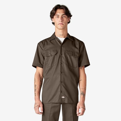 Dickies Men’s Short Sleeve Work Shirt – Durable Twill Button Down Shirts for Men, Lightweight Uniform for Daily Wear