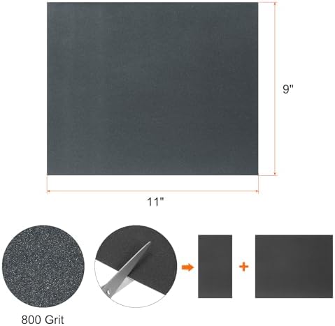 HARFINGTON 30pcs Sandpaper 800 Grit 9 x 11 Inch Waterproof Backing Silicon Carbide Abrasive Wet Dry Sanding Sheets for Wood Finishing, Metal Sanding, Automotive Polishing