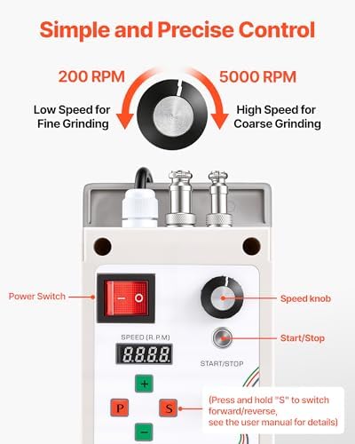 VEVOR Belt Grinder Sander with VFD, 30 x 1-Inch Variable Speed Belt Polisher, 550W Polishing Grinding Machine with 2 Grinding Modes & 3PCS Sanding Belts for Metalworking, Knife Making