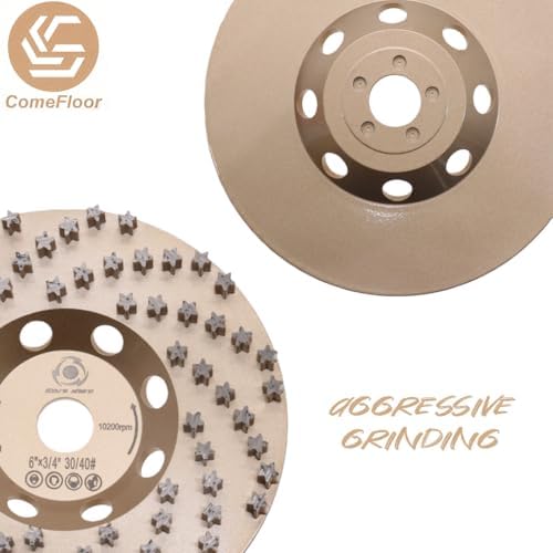6" ComeFloor Diamond Grinding Cup Wheel for Concrete & Masonry, 77 Aggressive Star Segments, 30/40 Grit, 19mm Arbor Hilti DG150