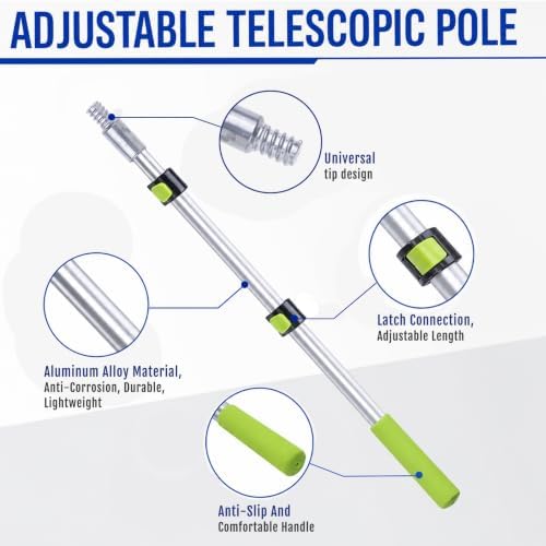 Telescopic Pole Sander,Drywall Pole Sander With 75in Adjustable Pole,2 Sander Heads,15 sanding Sheets (80,100,180,240,320 Grit),Suitable For Wall Painting, Cleaning And Polishing