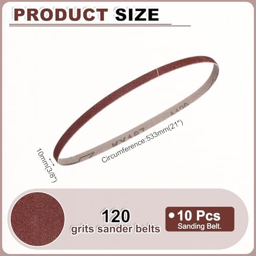 HARFINGTON 3/8 x 21 Inch Sanding Belts, 10 Pcs 120 Grits Aluminum Oxide