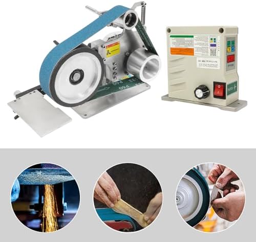 2 x 36 Inch Belt Sander Grinder, 0.75KW 110V Bench Mount Grinder, 0-5000 RPM Adjustable Variable Speed Belt Sander with 60 & 800 Grit Belts for Metal, Wood, Knife Making
