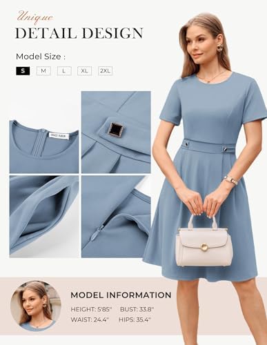 GRACE KARIN Women's 2026 Short Sleeve Church Work Midi Dresses with Pockets