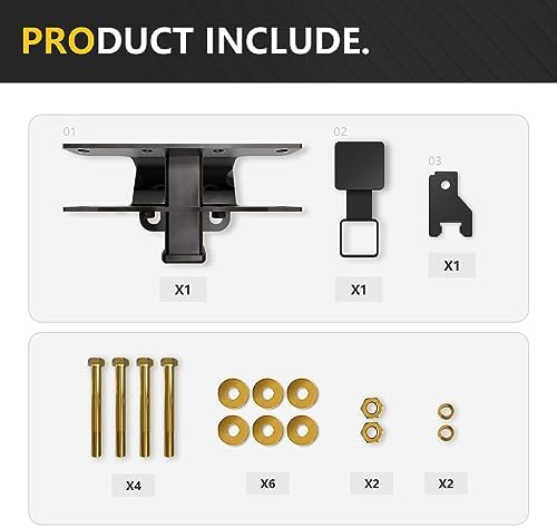 YZONA Tow Hitch 2 Inch, for Jeep Wrangler Tow Hitch Trailer Kit Compatible for 2018 2019 2020 2021 2022 2023 2024 2025 2026 JL JLU Hitch Receiver with Cover, 2 Inch Rear Bumper Towing Combo, 2/4 Doors