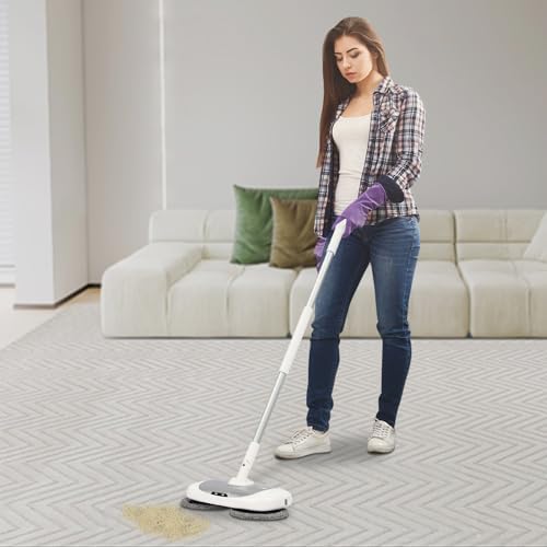 Electric Spin Mop with Bucket,Cordless Electric Mop with LED Headlight and Water Spray, Electric Floor Cleaner with 4 Pack Mop Pads & 300ml Tank, for Floor Cleaning, Tile Floors