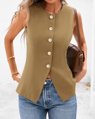 BTFBM Suit Vest Tops For Women Sleeveless Blazer Work Wear