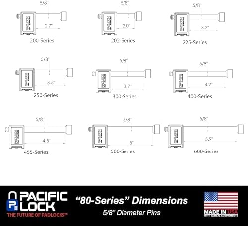 PACLOCK's 80-Series Trailer Hitch Lock, UCS, YK-4" Threaded Pin for Anti-Rattle Hitches, High Performance 6-Pin Cylinder, Keyed Differently w/ 2 Keys, Silver