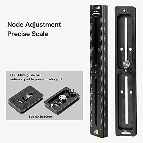 Koolehaoda 240mm Nodal Slide Quick Release Clamp, Angle Adjustable | Rail Plate Bracket Mount, Arca Swiss Compatible, for DSLR Camera Tripod Ball Head, Panoramic & Macro Photography
