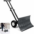 GarveeLife Wheeled Snow Shovel - 29in Steel Blade, 10in Wheels Gray/Black