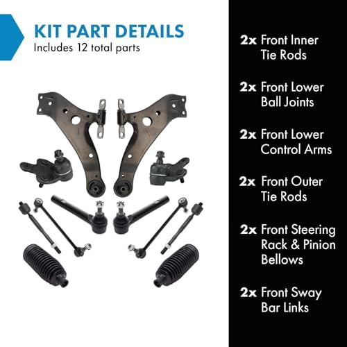 TRQ Front Steering & Suspension Kit Ball Joint Control Arm Steering Rack