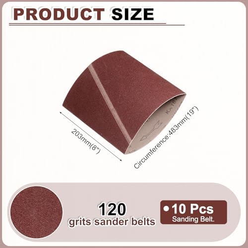 HARFINGTON 8 x 19 Inch Sanding Belts, 10 Pcs 120 Grits Aluminum Oxide