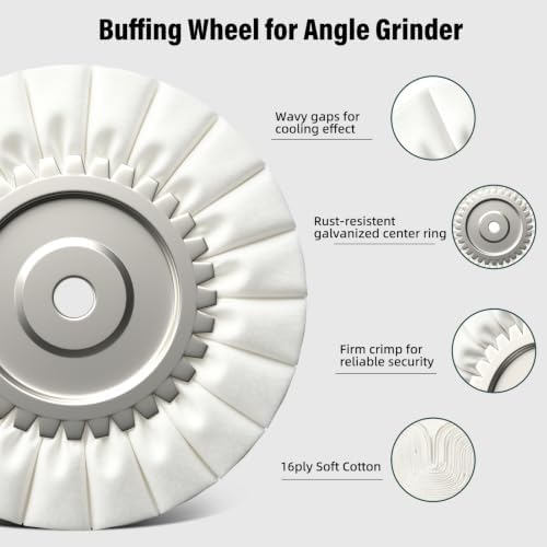 8" Airway Polishing Buffing Wheel for Angle Grinder, Soft Flannel Buffer Polisher Wheel for Car, Aluminum Metal Polishing Wheel Pad for Mirror Finish (5/8" Arbor Hole)