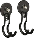 ULIBERMAGNET New Upgraded Garage Magnetic Hooks, 2 Pack Black Heavy Duty Large J Hooks with Magnet, Black Strong Anti-Slip Coating Magnet Hooks for Garden Tools, Ropes,Drill,Metal Cabinet,Pegboard