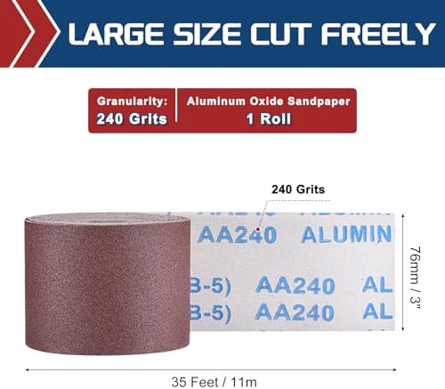 Sandpaper Roll 3Inch 35FT 240Grit Aluminum Oxide Emery Cloth Roll