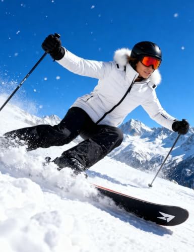Skieer Women's Ski Jacket Waterproof Warm Puffer Thick Hooded Winter Coat
