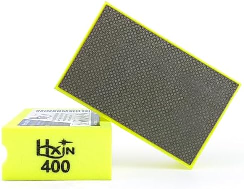 Diamond Hand Polishing Pad Diamond Sanding Block Foam Backed Diamond Sponge Sanding Pads for Wet or Dry Grinding polishing for Granite Marble Stone Tile Glass Ceramic (1, 400# Square)