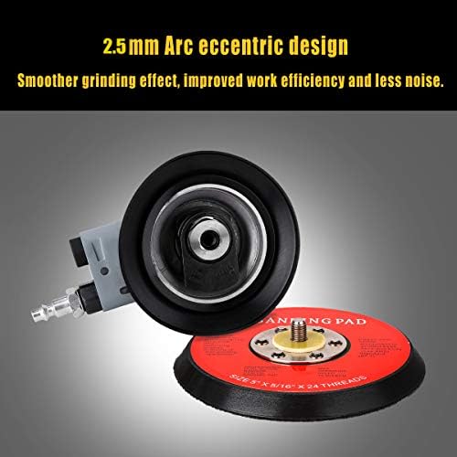 Air Random Orbital Sander 5" Dual Action Palm Sander, 2.5mm Eccentricity Pneumatic Sander Lightweight and Low Vibration With Speed regulation