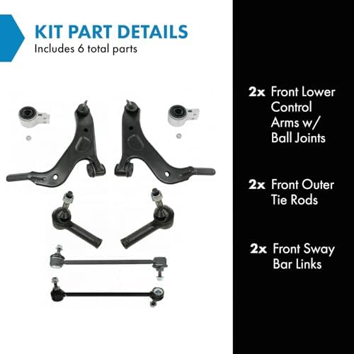 TRQ Front Steering & Suspension Kit Control Arm with Ball Joint Sway Bar